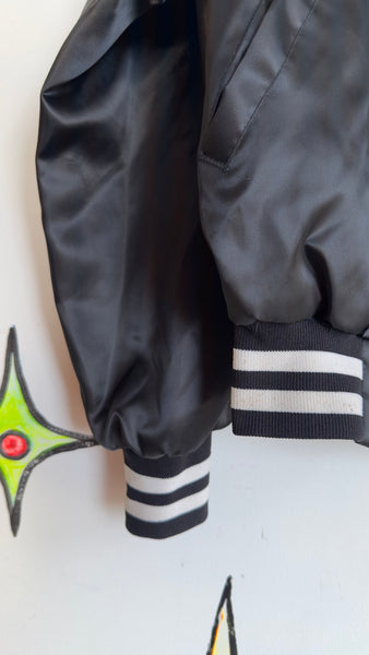 Vintage "Henry" Embroidered Black Grunge Bomber Jacket Nylon Trucker Style USA M