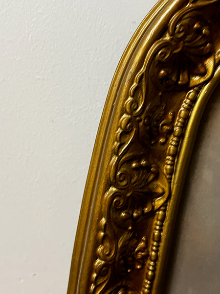 Antique Victorian-Style Oval Portrait in Ornate Gesso Frame – Gothic Wall Art