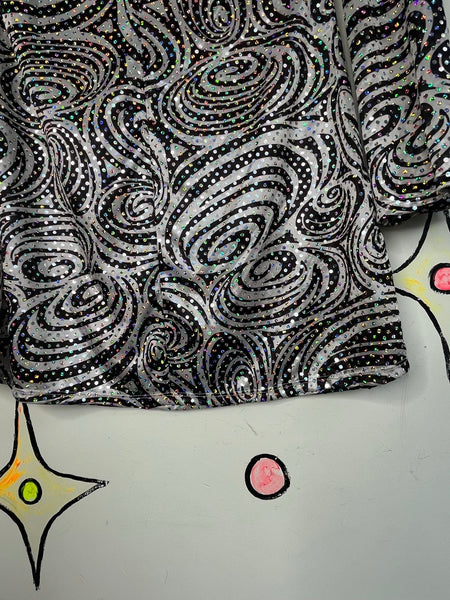 60s Style Psychedelic Gogo Mini Dress Groovy Mod Bell Sleeve 70s Disco M