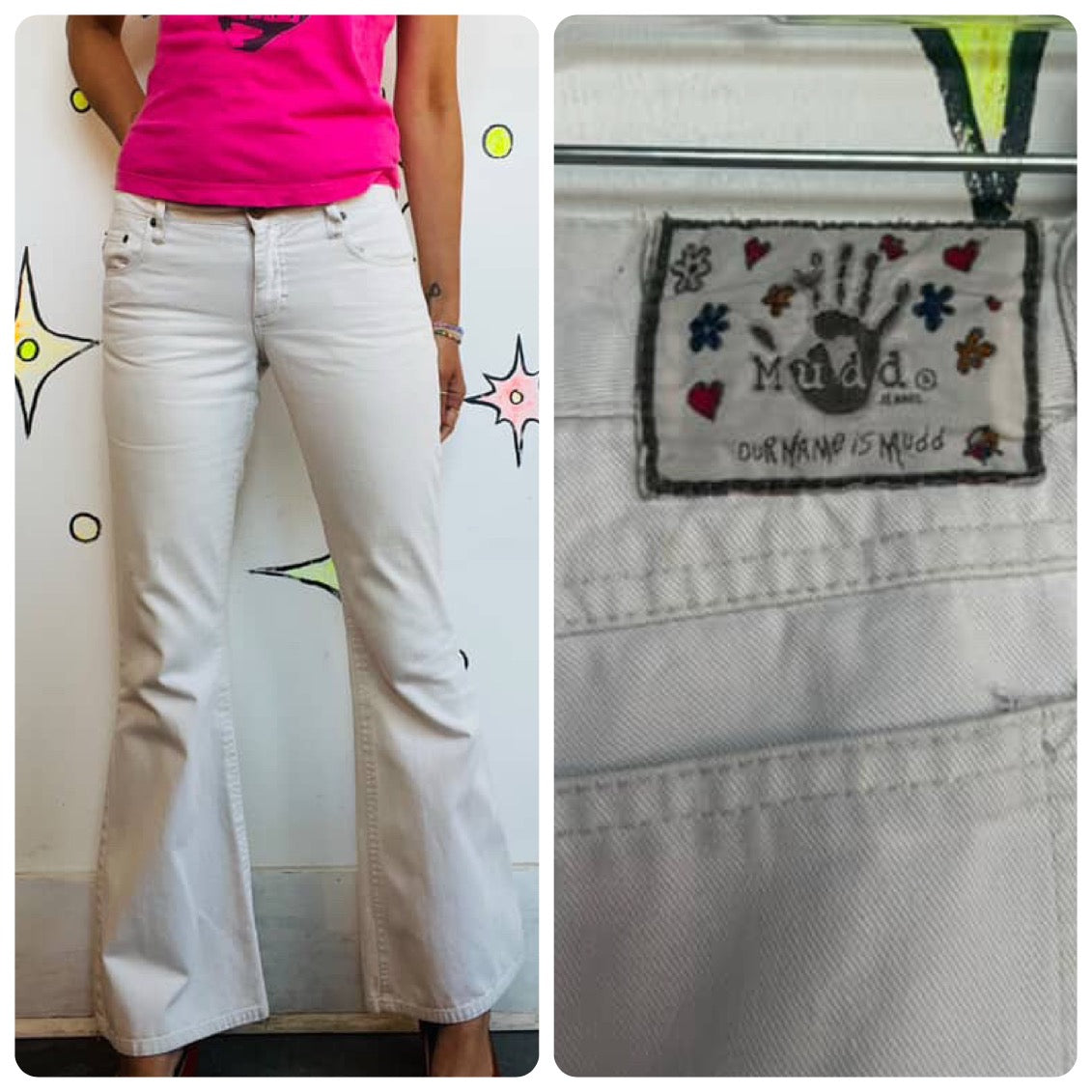 Y2K Off-White MUDD Low Rise Flares | Fairy Grunge Boho Bell Bottom Jeans | 3