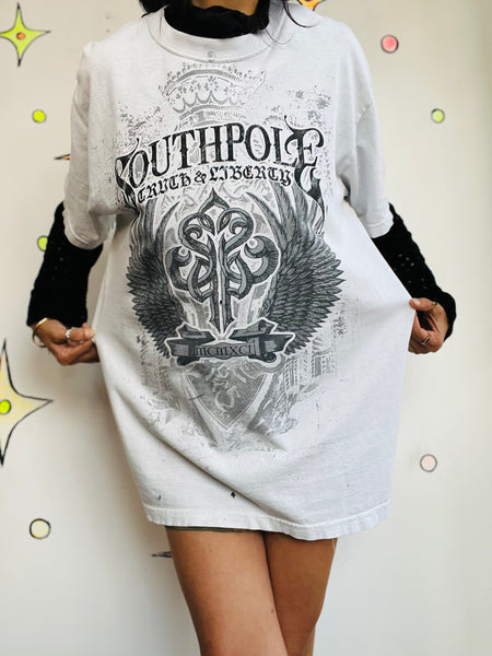 Y2K Tattoo Print Tee - Grunge Goth Distressed Vintage T Shirt - Streetwear - XL