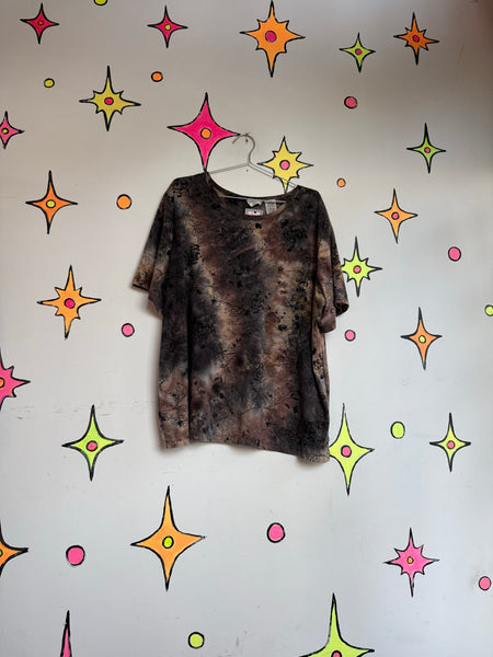 Y2K Tattoo Print Glitter Top Whimsy Goth Fairy Grunge Distressed Graphic Tee XL
