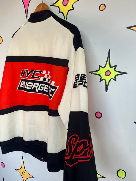 Y2K Retro Racing Bomber Jacket Japanese Streetwear Moto Gorpcore Oversized L/XL