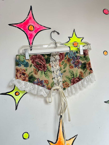 Y2K Tapestry Corset Lace-Up Belt | Waist Cincher | Pirate Fairy Grunge Rococo