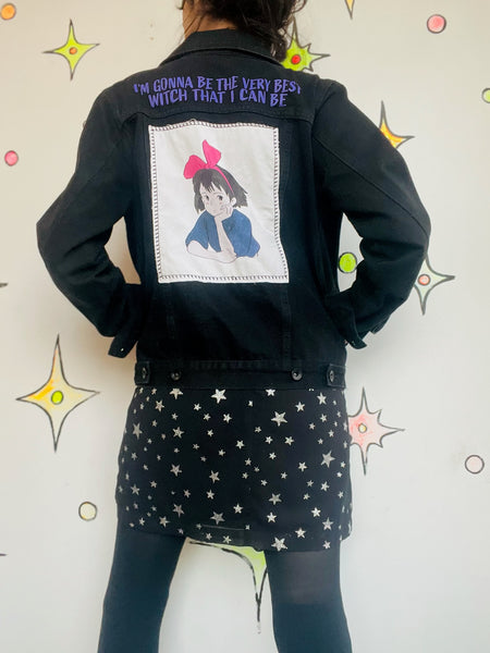 Kiki's Delivery Service Black Denim Jacket Studio Ghibli Witchy Goth Y2K Anime M