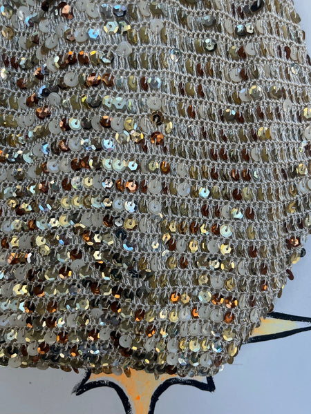 Y2K Gold Sequin Beaded Crochet Bag | Fairycore Glam Shoulder Purse
