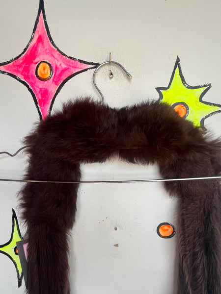 Vintage Old Hollywood Glam Vegan Fur Stole Scarf Old Money Mob Wife Scarf Wrap