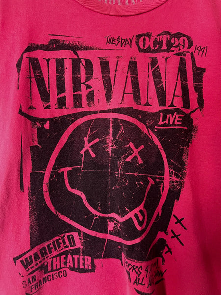 Y2K Nirvana T-Shirt | Wakefield Theater Band Baby Tee | Grunge Concert Shirt S