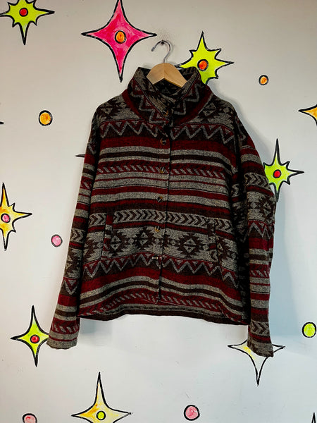 Vintage Southwestern Aztec Coat / Jacket – 90s Boho Tribal Style – Size M