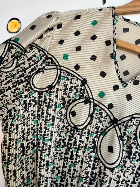 Vintage 70s/80s Silky Disco Glam Boho Grunge Dolman Sleeve Blouse – Small/Medium