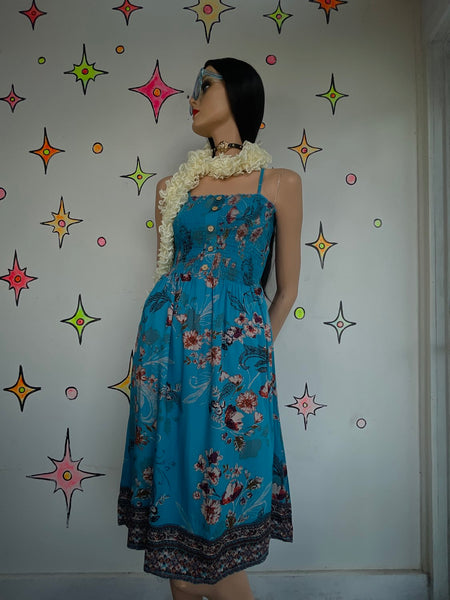 Y2K Teal Slip Dress ' Fairycore Boho Whimsy Grunge Maxi Dress XS