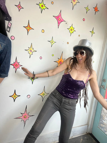 Vintage Dance Costume | Purple Sequin Showgirl Burlesque Circus Leotard Playsuit