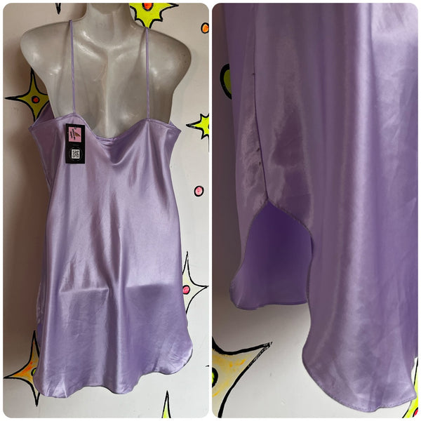 Vintage 90s Y2K Pastel Purple Fairy Grunge Babydoll Ruffle Coquette Emo Slip L