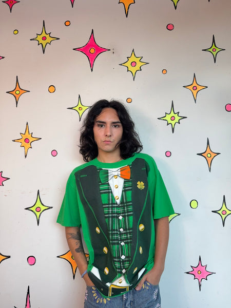 Leprechaun Costume T-Shirt Irish St Patrick's Day Tee Oversized Green Graphic L