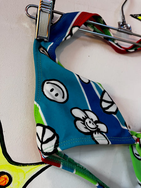 Retro 60s Style Bikini Top ' Retro Psychedelic Halter Top ' Y2K Festival Rave SM