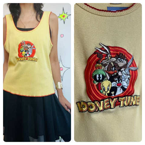 90s Y2K Looney Tunes Yellow Tank Top Tee – Vintage 3XL