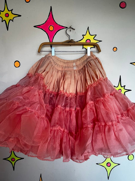 Vintage Pink Petticoat 50s Poofy Crinoline Square Dance Skirt Rockabilly Pinup S