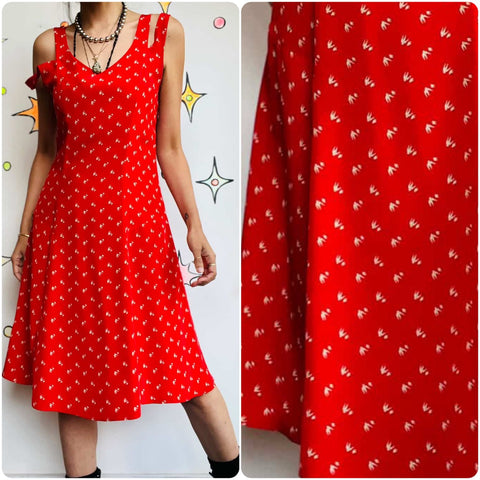 Y2K Cherry Red Silk Slip Dress – Anthropologie – Romantic Pirate Grunge Boho – 4