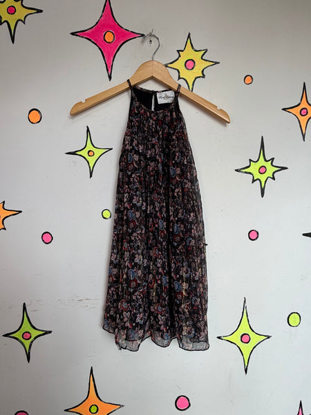 Y2K Metallic Sheer Black Floral Whimsigoth Grunge Babydoll Top or Mini Dress M