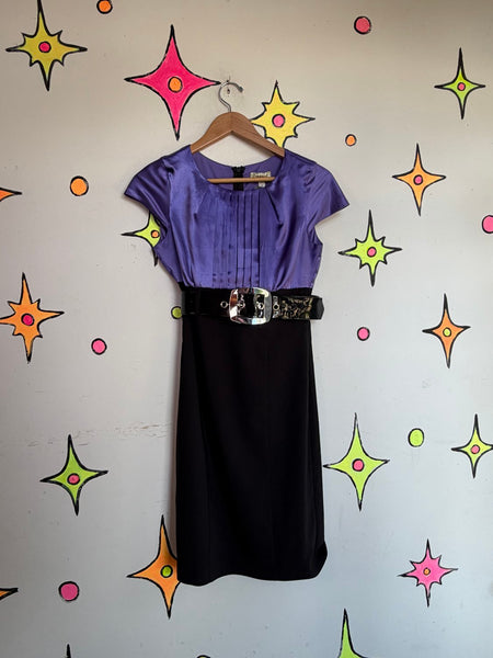 90s Y2K Purple Black Preppy Dress | Mall Goth Dark Academia Office Siren