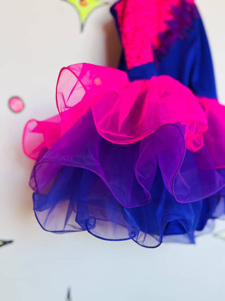 Vintage 90s Dance Clown Circus Costume – Pink Showgirl Burlesque Leotard – Small