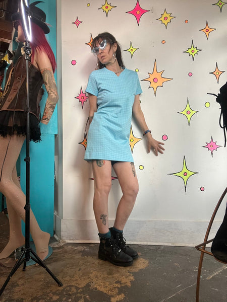 Vintage 60s Pastel Blue Mini Dress | Palm Royale Mod French Girl Retro Prep XS/S