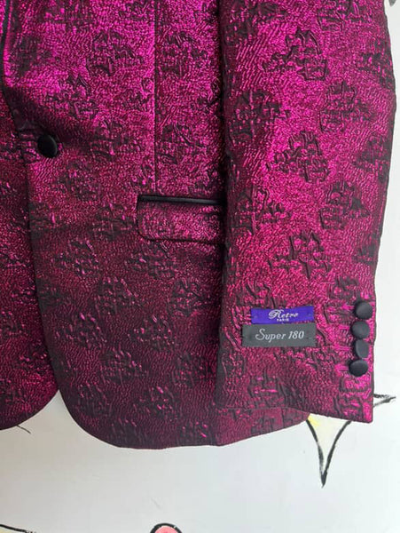 Vintage Metallic Pink Men's Tuxedo Smoking Jacket Retro Glam 80s Blazer - 40R