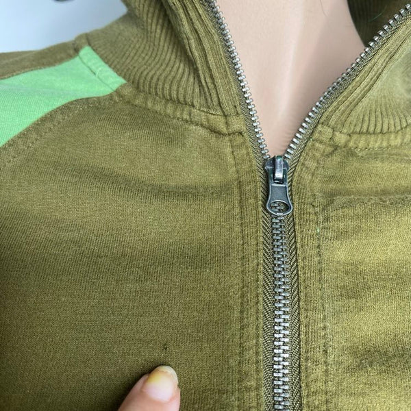 Vintage 90s Sporty Green Le Tigre Turtleneck Zip Up Sweater Jacket Preppy - S