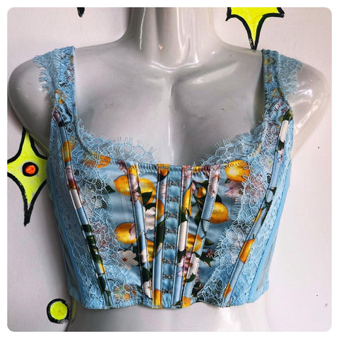 Vintage Y2K | Victorias Secret Blue Lace Bustier Fairy Core Coquette Corset | S