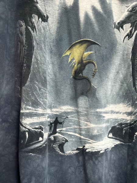 Mountain Dragon T-Shirt Dress Fantasy Graphic Tee Oversized Dragon Nightgown