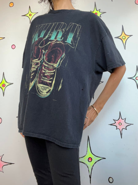 Vintage 90s Nirvana Kurt Cobain Grunge Band Tee | Y2K Black Concert T Shirt | XL