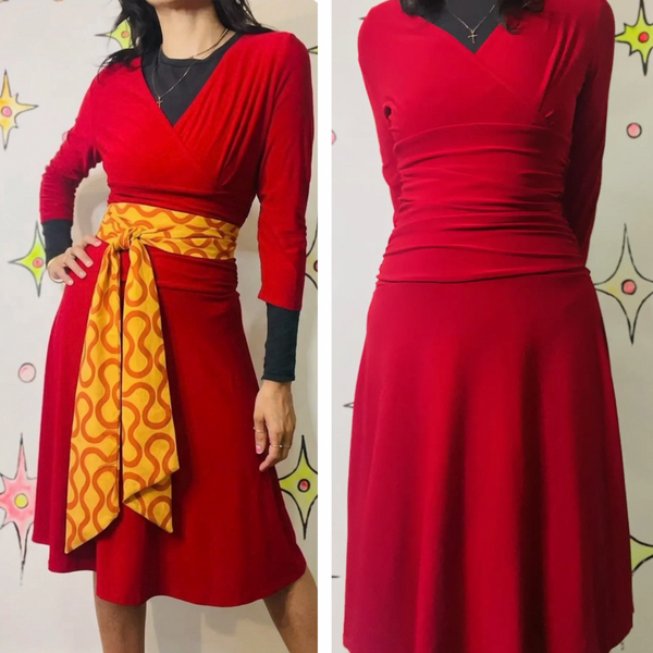 90s Fairy Grunge Red Holiday Christmas Party Dress – Slinky Stretchy Mini – S
