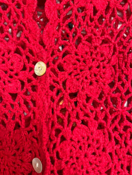 Vintage 90s Y2K Gold Crochet Fairy Grunge Boho Duster Robe Sweater – 14/16