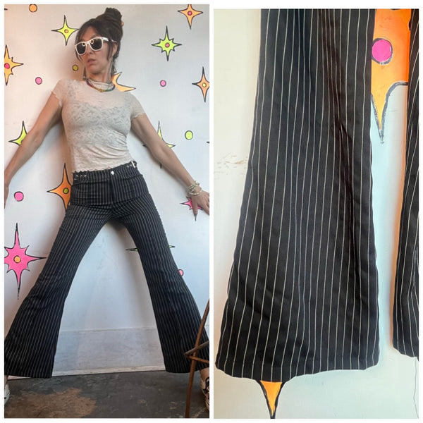 Y2K Pinstripe Mall Goth Pants Low Rise Buckle Punk Grunge Trousers S/M