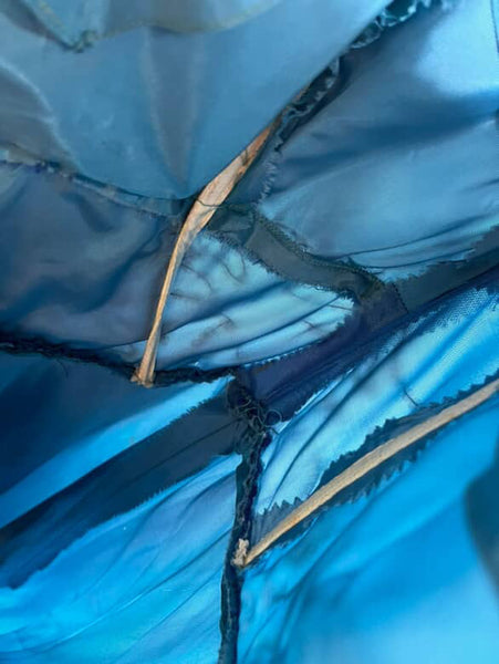 Vintage 50s Blue Tulle Fit & Flare Halter Party Dress Fairy Princess Prom Gown S