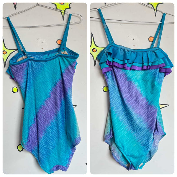 Vintage 70s/80s Ruffle Mermaid Fairy Grunge One-Piece Swimsuit / Bodysuit – S