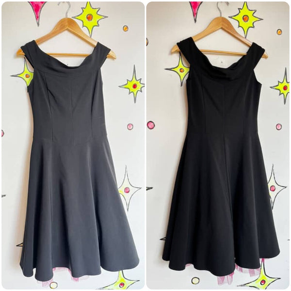 Vintage 90s does 50s Retro Cha Cha Dress Full Skirt Fit & Flare Swing Dress Sz 7