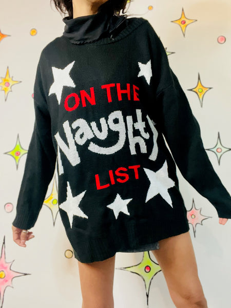 Vintage Y2K Naughty List Tacky Ugly Christmas Sweater – Holiday Party – XXL+