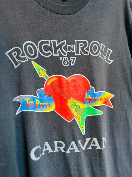 Vintage Tom Petty & The Heartbreakers Rock N Roll Caravan 1987 Tour T-Shirt - M