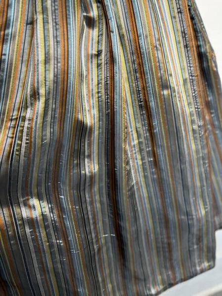 Vintage 80s Silver & Gold Poofy Princess Party Glam Prom Dress w Velvet Belt – S