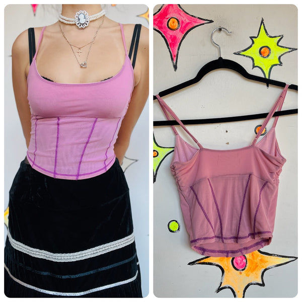 Y2K Lilac Cami Cropped Top | Rave Boho Grunge Babydoll Fairy Core Size Small