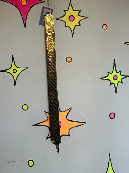 Vintage Gold Mermaid Scale Stretch Belt Disco / 80s Glam Statement Cincher