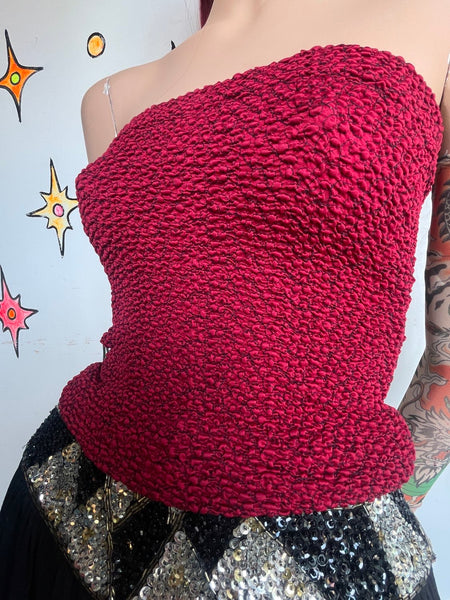 Vintage 90s does 70s Yellow Flower Power Stretchy Tube Top Emo Fairy Grunge | M