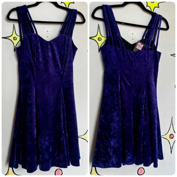 Vintage 90s | All That Jazz Purple Velvet Fairy Grunge Goth Mini Slip Dress | M