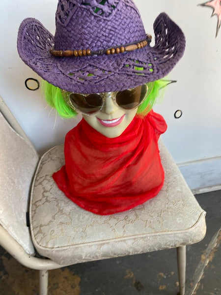 Y2K Purple Straw Cowgirl Hat | Western Rodeo Boho Fairy Grunge Festival Hat | 7