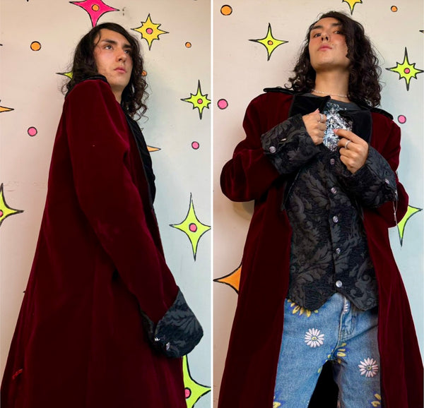 Pirate Captain Costume Coat Red Velvet Steampunk Medieval Cosplay Renaissance XL