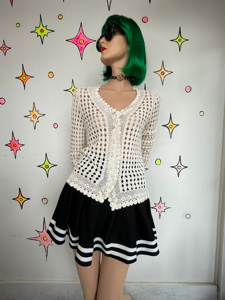 Black Pleated Cheer Skirt | Emo Mall Goth Dark Academia Mini Skirt XS/S