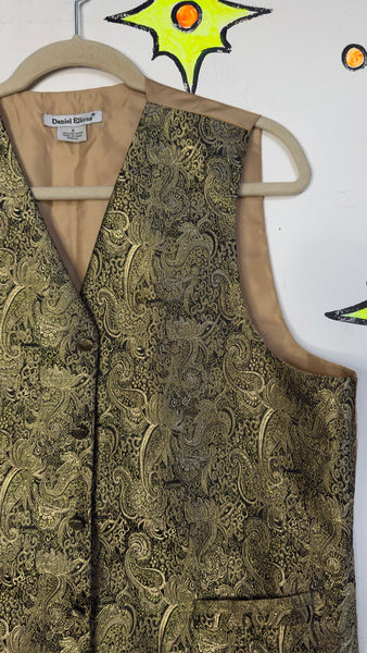 Gold Paisley Vest | Romantic Goth Victorian Revival Steampunk Waistcoat S