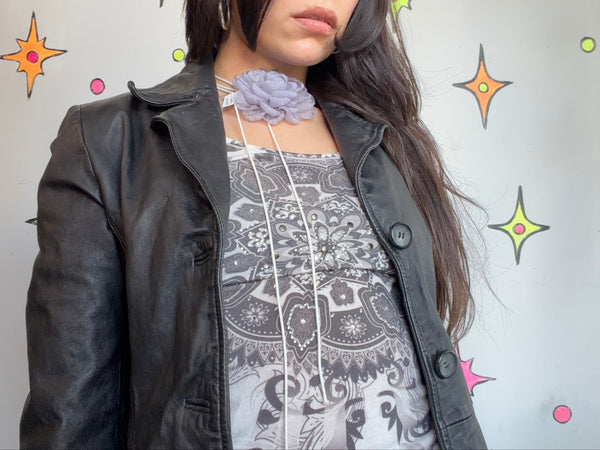 90s Y2K Leather Jacket JLC New York Grunge Goth Minimalist Rocker SM