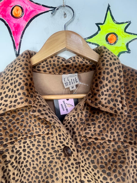 Vintage 90s Y2K Vegan Animal Print Jacket Cropped Grunge Glam Boho - M